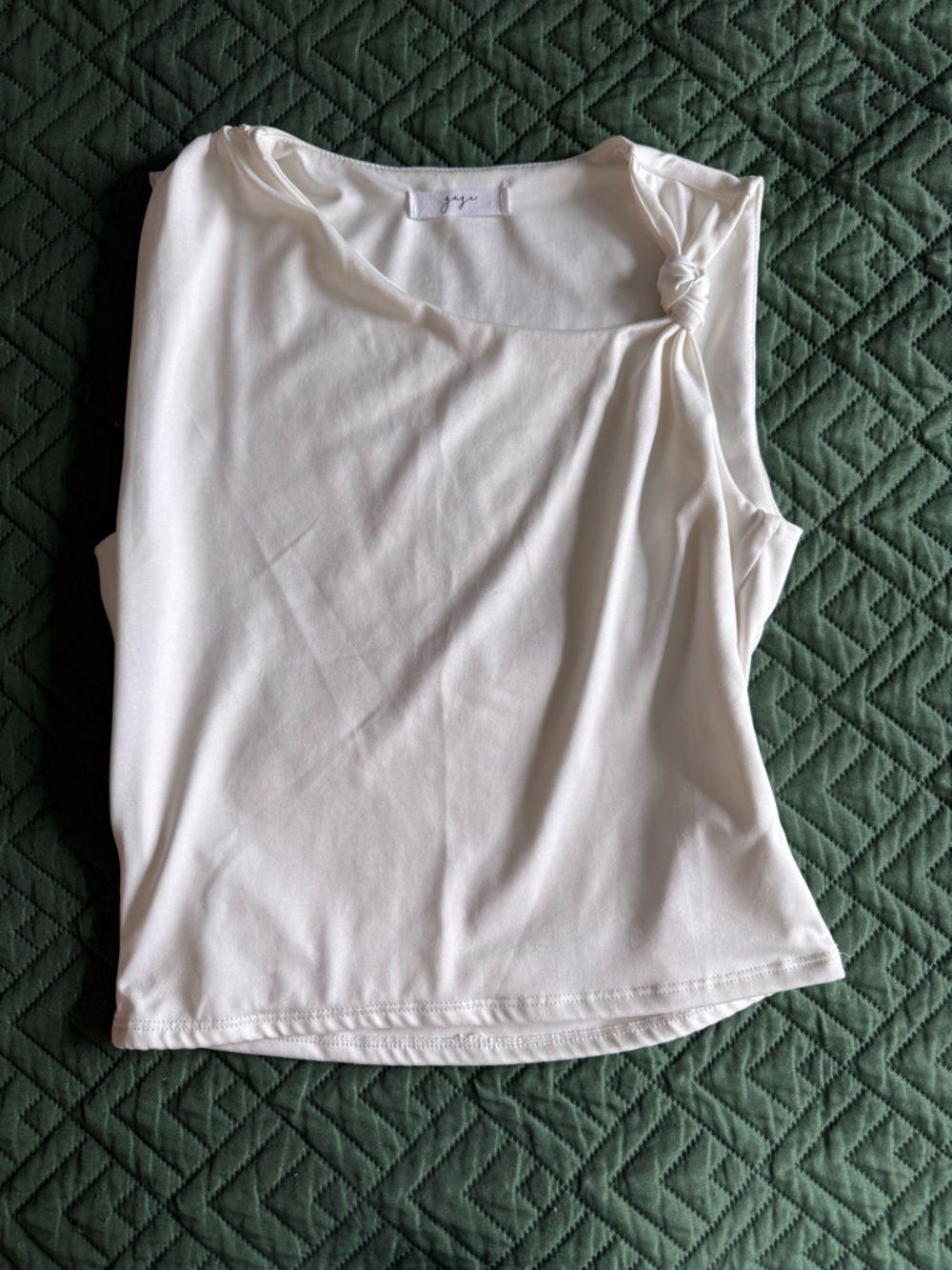 T.J.Maxx White Knot-Shoulder Sleeveless Tank Top